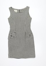 Michel Ambers Women’s Black Houndstooth Wool Shift Dress Size 10