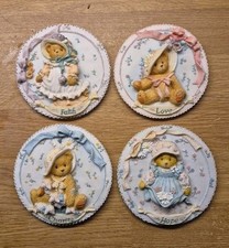 1994 Cherished Teddies Faith Love Hope & Charity Round Wall Plaques plates 4