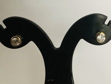 Gold Studs With Bezel Set Diamonique Stone 9ct QVC, Vintage