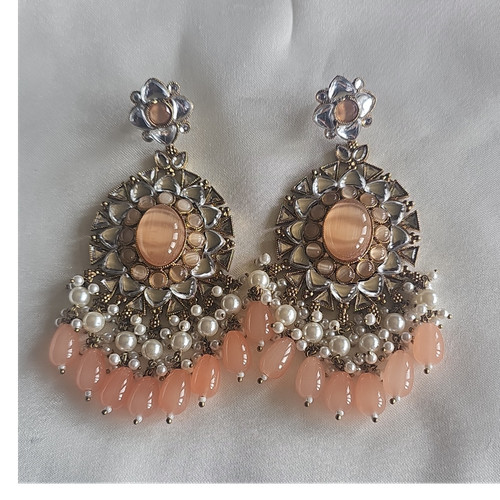 Ethnic asian peach - peach, beaded