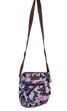 MISO SMALL CANVAS SHOULDER BAG BUTTERFLY PRINT H19 x W19 x D2cm POCKETS ZIPPED