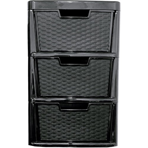 Black plastic rattan drawer - plastic,
