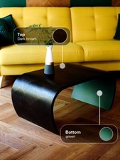 Curve Coffee Table With Oak Veneer  Modern Top Handmade New 