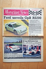 Motoring News Newspaper 14th November 1984. Ford unveils GpB RS200