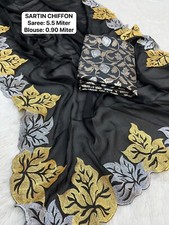 Adorable Jari Thread Embroidery Work Of Leaf Design  Beautiful  Saree 11-RV