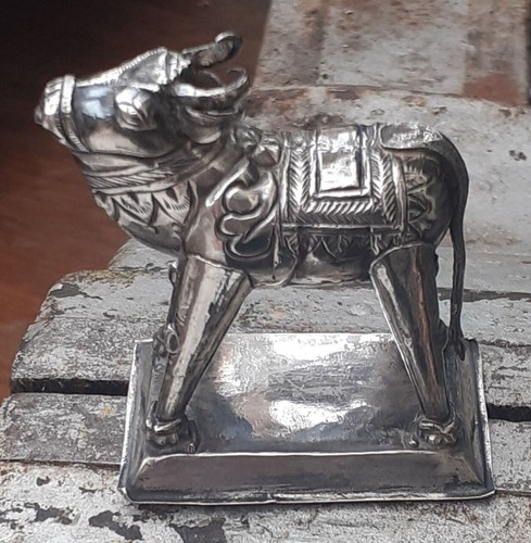 Antique silver brahman bull - antique,