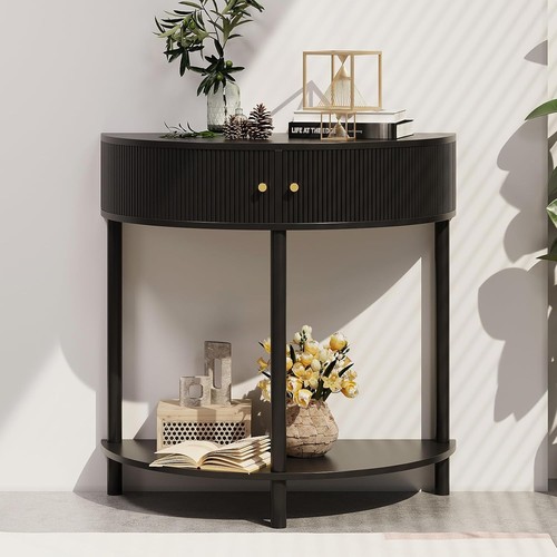 Fluted half moon console - fluted,