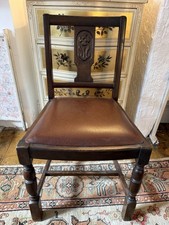 Vintage Hardwood Bedroom Dining Chair Carved Floral Upholstered Decorative Legs