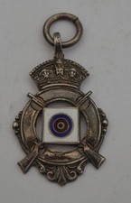 Banbury Club Shooting Cup Antique  Sterling Silver Fob Medal 1913 Hallmark