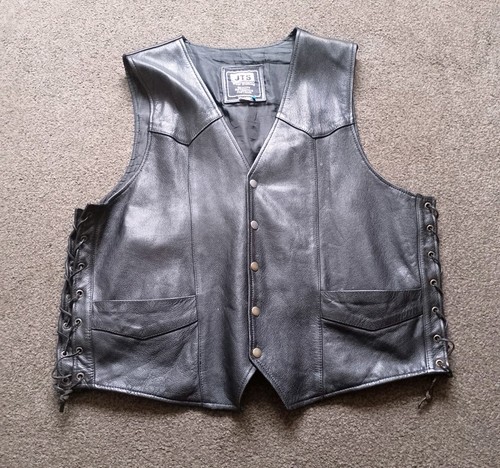 Vintage black leather jts mens - leather,