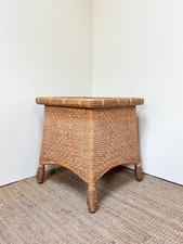 Vintage Woven Rattan Side Table – Square Occasional Table