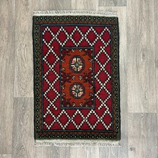 80 x 52cm Vintage Handmade Afghan Carpet Door Bath Mat Small Oriental Wool Rug