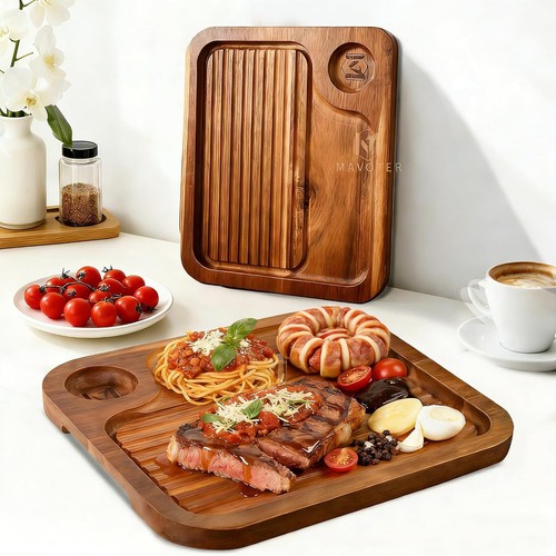 Acacia wood steak plates - acacia,