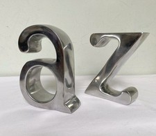 Silver Metal A To Z Heavy Bookends 13.5 cm Decorative Book Shelf Typography Font