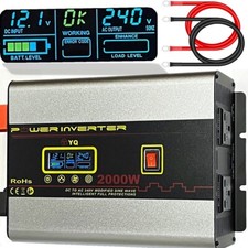 YQ Power Inverter 12V to 240V 2000W 4000W Caravan Microwave Converter USB LCD