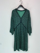 Next Green Floral Boho Tunic Dress V Neck 3/4 Sleeve Relaxed Fit Casual UK 10