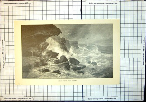 Old print storm scene near - storm,