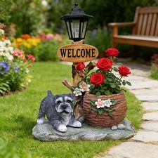 Schnauzer Dog Solar Planter