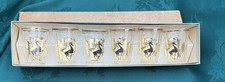 Vintage Gold Rimmed Reindeer Stag Tot Glasses X 6 in original box 