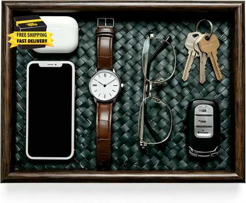 Wooden valet tray with - tray,
