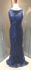 Quiz Sequin Lace Long Navy Blue Formal Evening Dress 10 Cruise Cocktail Party