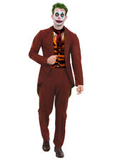 Mens Red Suit The Joker Movie Style Trickster Fancy Dress Costume