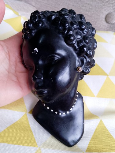 African chalkware head wall - chalkware,