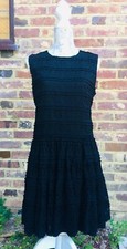 Zara Black Lace Dress - Fit & Flare | Full Lace - 80's Rara Style -UK Large- VGC