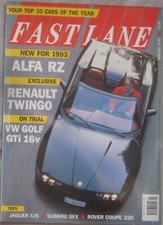 Fast Lane magazine 01/1993 featuring Alfa Romeo RZ, Subaru SVX Coupe, Rover, GMC