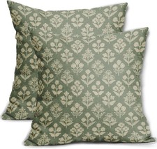 Blue Green Block Print Pillow