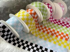 FORMULA ONE F1 Chequered Flag Grosgrain ribbon - 25 & 38mm - 7 Shades + ODDMENTS