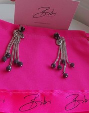 BIBI BIJOUX SIGNED SILVER PLATED CRYSTAL DROP EARRINGS NEW CERTIFICATE BAG QVC