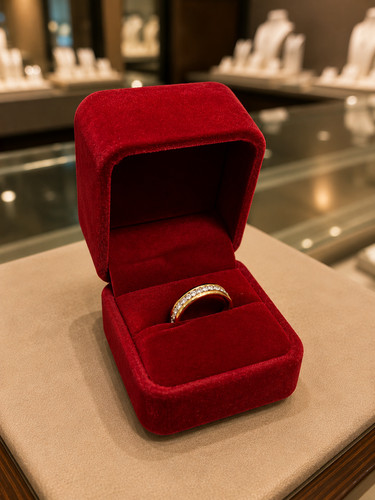 Red velvet single - ring, box