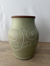 Denby green stoneware vase - green,