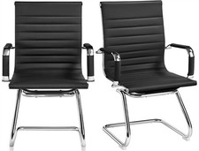 2PCS Faux Leather Reception Chair with Covered Armrests Waiting Room Chairs