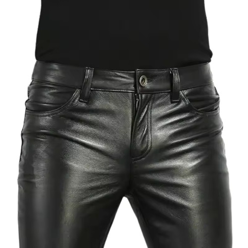 Men tight leather pants 80s - pants,