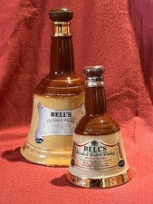 Vintage Wade Bells Scotch Whiskey Rare Old 26 2/3floz 70% & Blended 18.75cl 40%
