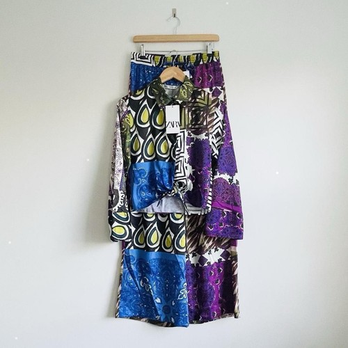 Zara purple patchwork blouse - purple,
