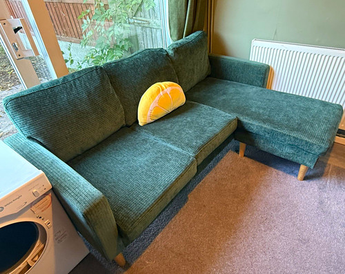 Green fabric shaped corner - green,