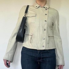 Vintage cream genuine - , leather