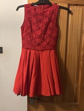 Jones and Jones red lace bodice skater style dress net underskirt UK size 10