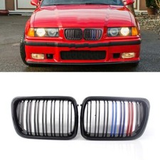 Black M Color Double Line Front Kidney Grilles For BMW 3 Series E36 M3 1997-1999