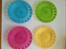 Retro Disney Mickey Mouse Print Translucent Colour Plastic Plate X4 Set