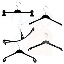 35 Plastic Coat Hangers, Trouser, Skirt, Clip Garment Clothes Hanger Cheap