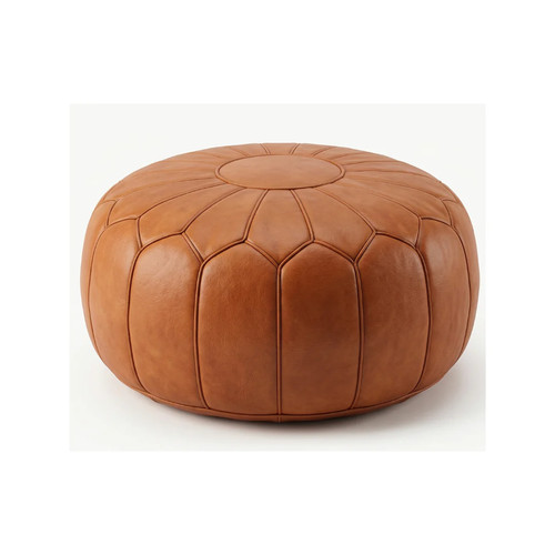 Moroccan leather pouf - leather, –