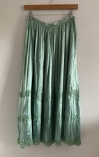 Laura Ashley UK 10 Silk Mint Light Green Skirt Lace Embellished Sequins Maxi