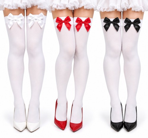 Bow stockings snow - stockings, white
