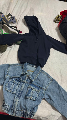 Blue 2pc outfit set hooded - blue, zip