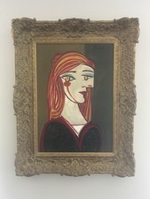 John Myatt Girl With Red Hair (Picasso Style) Framed Art