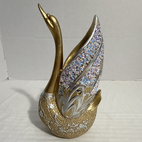 Gold silver swan figurine - &,